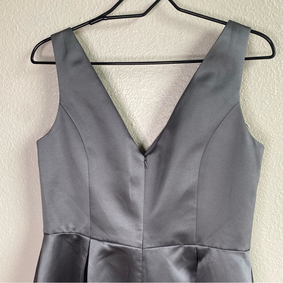 Sorella Vita Gray Satin Short Bridesmaid Formal Dress With Pockets Size 14 - Picture 8 of 8